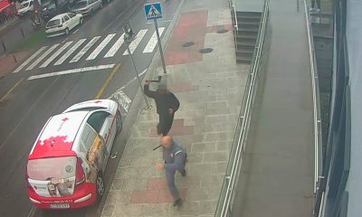Vigilante de Seguridad perseguido por un hombre con un hacha en Lugo