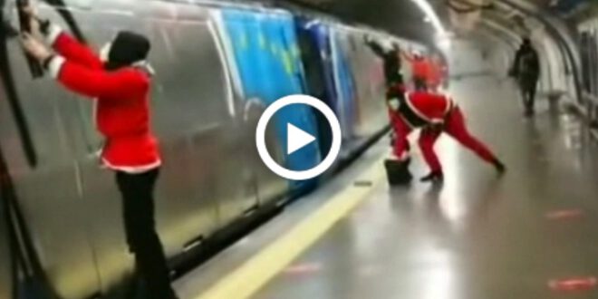 Los Vigilantes de Metro de Madrid detienen a tres grafiteros disfrazados de Papá Noel